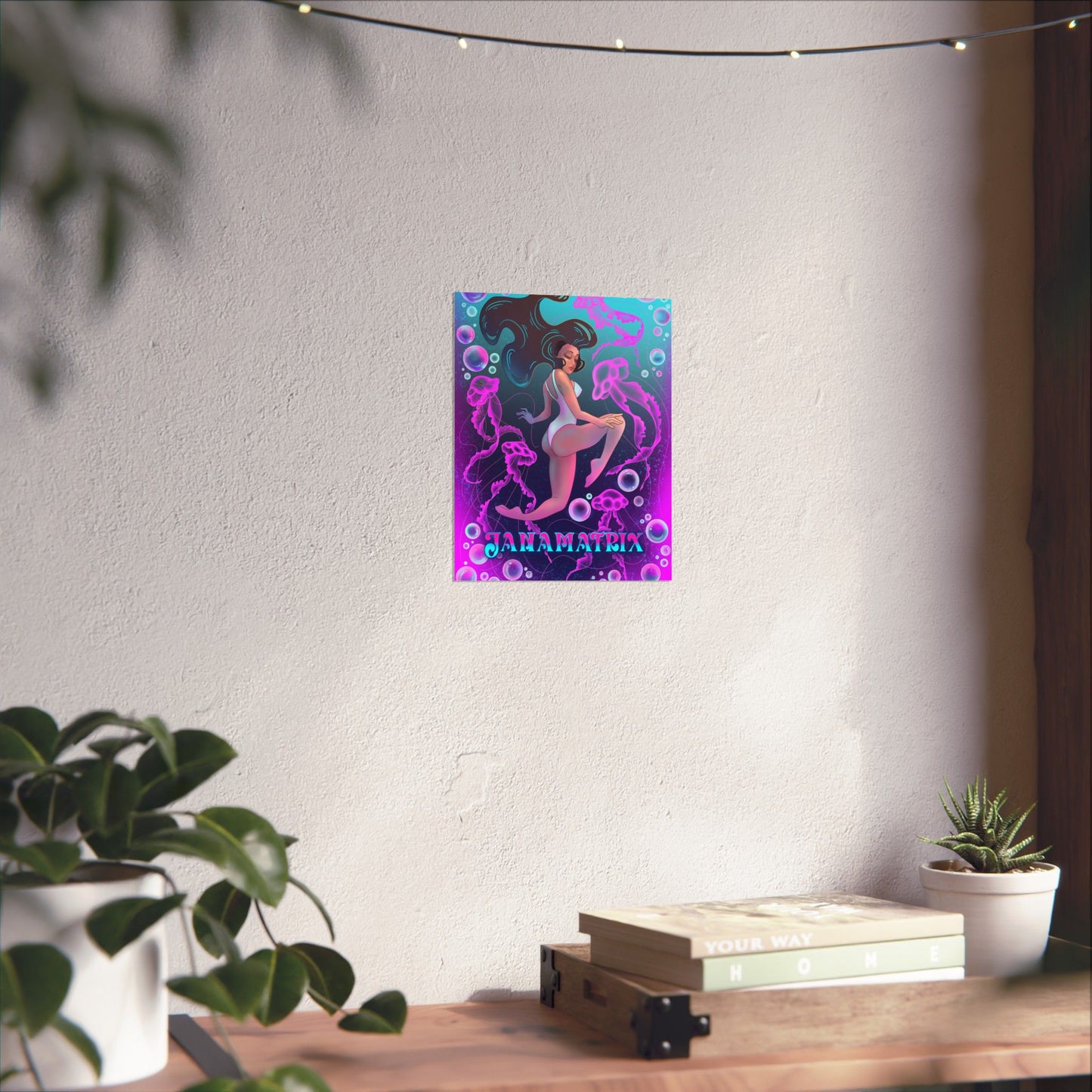 Swimming with Jellyfish Poster