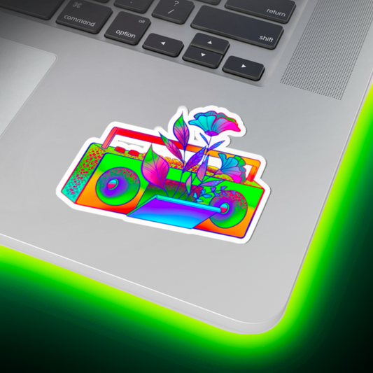 Neon Psychadelic Boombox Sticker